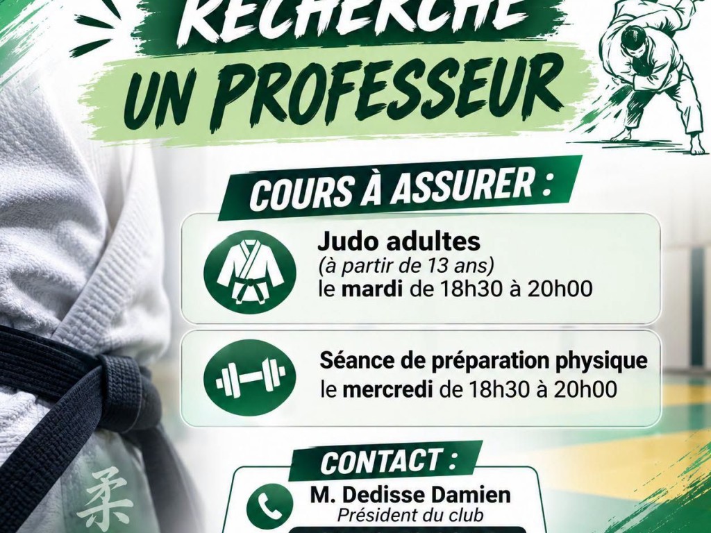 Image de l'actu 'LE JUDO CLUB ARTS MARTIAUX MAUBEUGE CHERCHE UN PROFESSEUR'