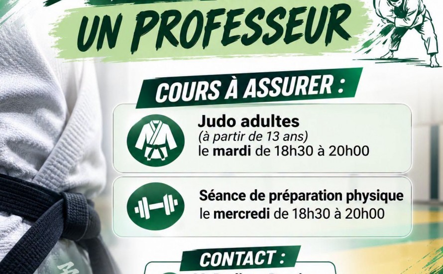 LE JUDO CLUB ARTS MARTIAUX MAUBEUGE CHERCHE UN PROFESSEUR